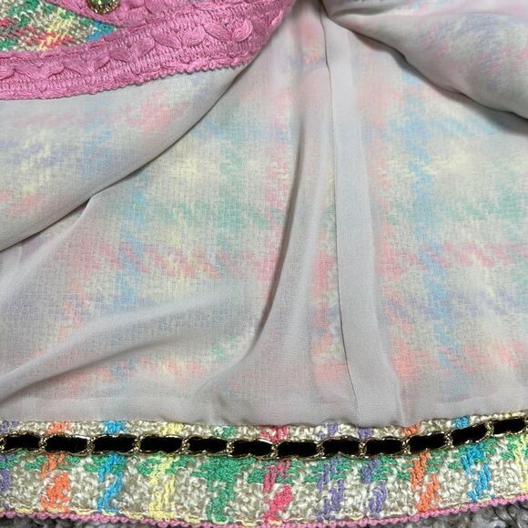 Edward Achour Paris Women’s Pink Multi Checkered Blazer Jacket Size 42 NEW - Picture 9 of 10